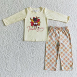 SALE BLP0068 Thanksgiving Turkey Plaid Boy's Set