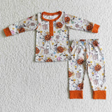 SALE BLP0048 Halloween Pumpkin Ghost Orange Boy's Set Pajamas