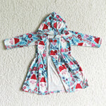 GT0026 Christmas Santa Candy Canes Blue Hoodie Girl's Coat