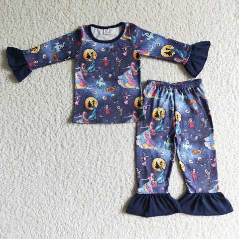 Halloween CHILDREN Skull Black Girl's Set Pajamas