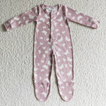 SALE LR0118 New Butterfly Pink Sleepers Cute Buttons Baby Girl's Boy's Romper