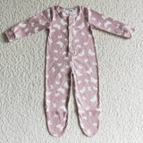 SALE LR0118 New Butterfly Pink Sleepers Cute Buttons Baby Girl's Boy's Romper