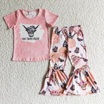 SALE GSPO0082 Not Today Heifer Butterfly Pink Cow Girl's Set