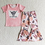 SALE GSPO0082 Not Today Heifer Butterfly Pink Cow Girl's Set