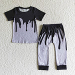 SALE BSPO0029  New Halloween Black Grey Boy's Set