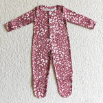 SALE LR0117 New Leopard Pink Sleepers Cute Baby Girl's Boy's Romper