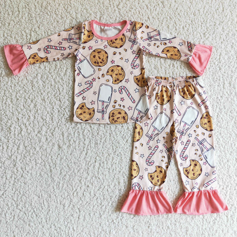 Milk Cookie Candy Canes Girl's Set Pajamas