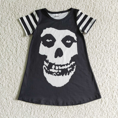 Halloween Black Stripe Skull Girl's Dress