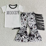 Fashion MOOODY White With Tassel Cow Girl's Set