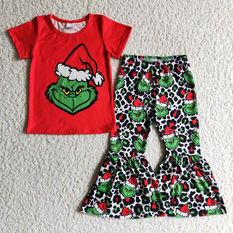 New Christmas Red Green Leopard Girl's Set