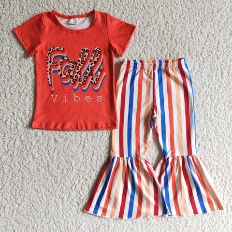 GSPO0186 FALL Vibes Orange Stripe Girl's Set