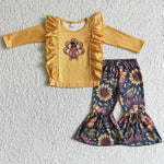 GLP0201 Thankful Turkey Flower Yellow Girl's Set