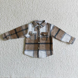 BT0062 New Children's Plaid Flannel Shirt Turmeric Yellow Boy's Girl's Shirt