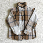 BT0062 New Children's Plaid Flannel Shirt Turmeric Yellow Boy's Girl's Shirt