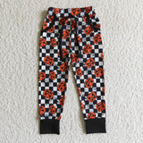 P0025 New Halloween Pumpkin Plaid Black Casual Trousers Pants