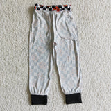 P0025 New Halloween Pumpkin Plaid Black Casual Trousers Pants