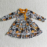 Halloween Pumpkin Stripe Nightgown Cute Girl's Dress