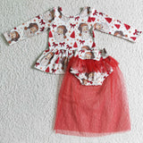 SALE GLD0092 Christmas Santa Claus Tree Red Baby Cute Tulle Girl's Bummie Set
