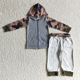 BLP0069 Dinosaur Camo Grey Hoodie With Zipper Boy's Set