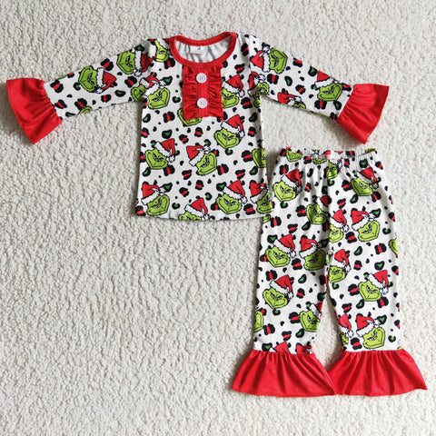 Christmas Leopard Red Girl's Set Pajamas