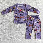 SALE BLP0035 Halloween Cartoon BREWING Purple Boy's Set Pajamas