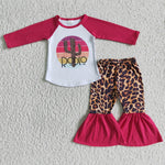 SALE 6 A17-15 Girl's Cactus Leopard Pink Rose red Outfits