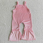 Fashion New Pink Gold Velvet Girl's Jumpsuit