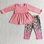 SALE GLP0108 Boutique Pure Pink Leopard Bright Pink Girl's Set
