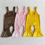 Fashion New Pink Gold Velvet Girl's Jumpsuit