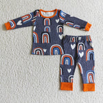 Fall Rainbow Grey Orange Boy's Set Pajamas