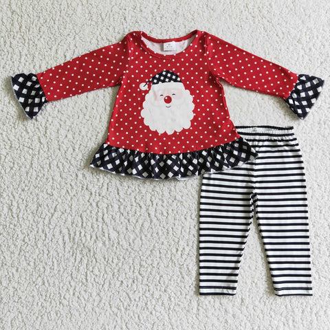 Christmas Santa Claus Red Dots Girl's Set