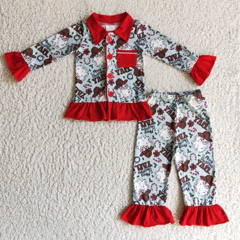 Merry Christmas YALL Santa Red Girl's Set Pajamas