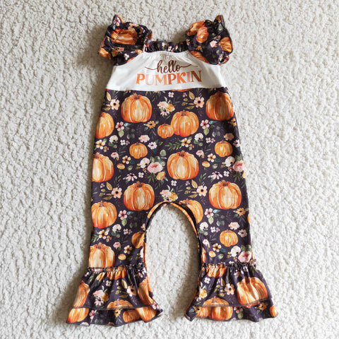 Hello Pumpkin Flower Baby Cute Girl's Romper