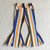 Fashion Jeans Stripe Blue Denim Flared Girl's Pants