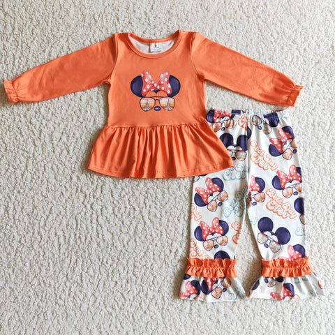 Boutique Best Day Ever Cartoon Orange Girl's Set