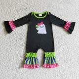 Halloween Embroidered Ghost Green Stripe Girl's Boy's Matching Clothes