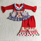 Christmas Ruffles Red Santa With Pockets Outfits