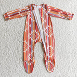 SALE LR0168  Western Stripe Orange Zipper Sleepers Cute Baby Girl's Boy's Romper