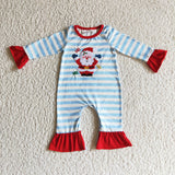 Christmas Embroidered Santa Blue Girl's Boy's Matching Clothes