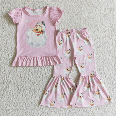 Christmas Santa Claus Pink Cute Girl's Set