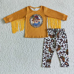 SALE GLP0167 Scarecrow Leopard With Tassel Yellow Girl's Set
