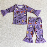 Halloween Cartoon BREWING Purple Girl's Set Pajamas