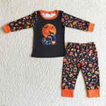 SALE BLP0024 Halloween Dog Pumpkin Bat Boy's Set Pajamas