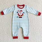 Christmas Embroidered Santa Blue Girl's Boy's Matching Clothes