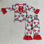 SALE GLP0082 Christmas Santa Claus Red Girl's Set Pajamas