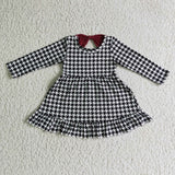 SALE GLD0109 Boutique Red Bow Black Plaid Girl's Dress