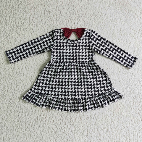 Boutique Red Bow Black Plaid Girl's Dress