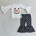 SALE GLP0304 Snowman Smiley Carrot Black Dots Girl's Set