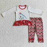 SALE GLP0226 Boutique Christmas Dinosaur Red Snowflake Girl's Set