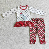 SALE GLP0226 Boutique Christmas Dinosaur Red Snowflake Girl's Set